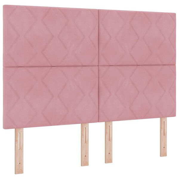 vidaXL Cama Box Spring LED con colch&oacute;n Rosa 160 x 200 cm Terciopelo