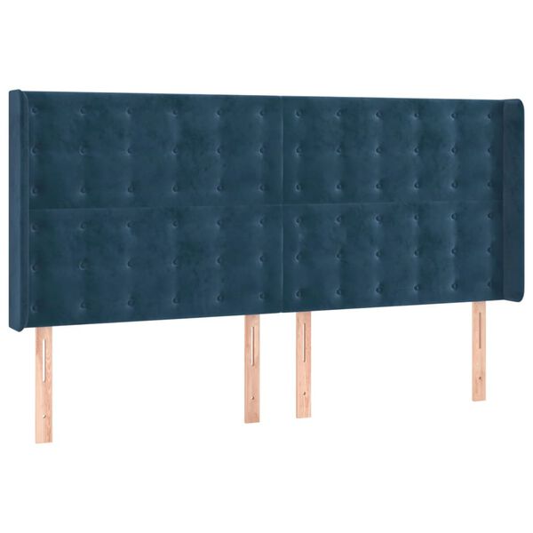 vidaXL Cabecero con LED de terciopelo azul oscuro 163x16x118/128 cm