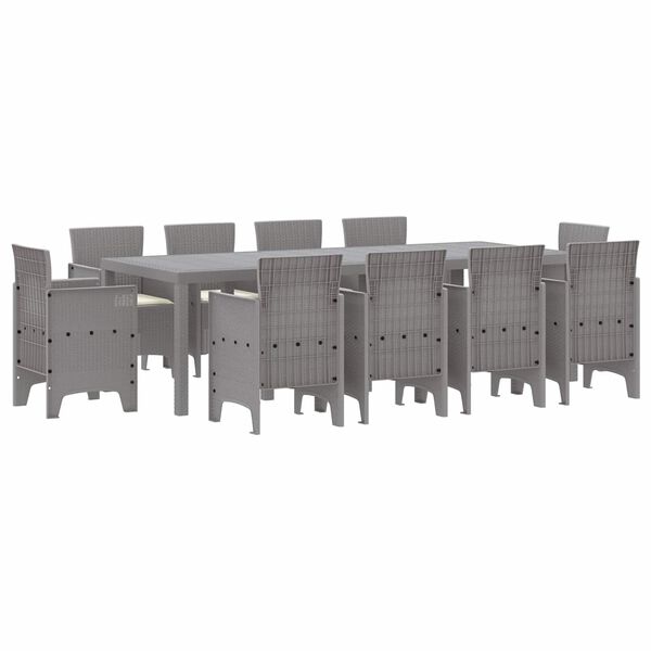 vidaXL Conjunto de Comedor de Jard&iacute;n 11 pcs Gris Claro Polipropileno