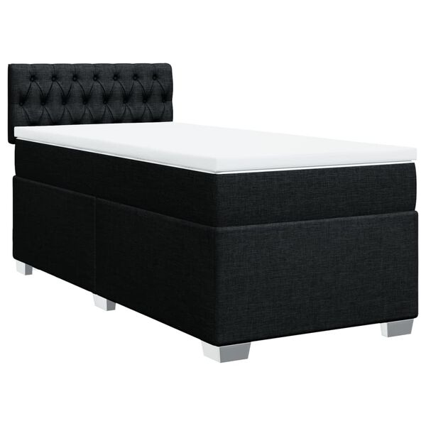vidaXL Cama box spring con colch&oacute;n tela negro 90x200 cm