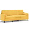 vidaXL Sof&aacute; 3 plazas almohadas cojines terciopelo amarillo claro 180cm