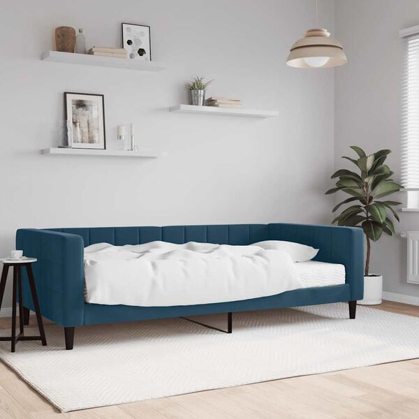 vidaXL Sof&aacute; cama con colch&oacute;n terciopelo azul 100x200 cm