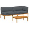 vidaXL Juego de Sof&aacute; 3 uds. Antracita Madera de Acacia S&oacute;lida