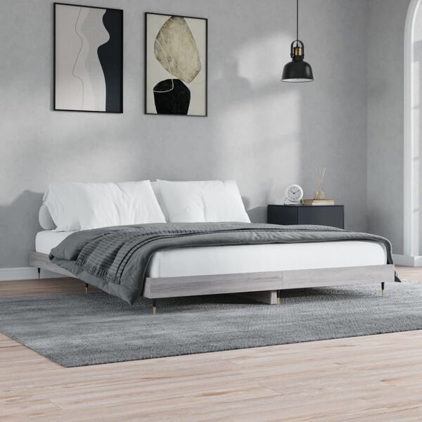 vidaXL Estructura de cama sin colch&oacute;n gris Sonoma 160x200 cm