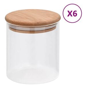 vidaXL Tarros de almacenaje con tapa de bamb&uacute; 6 unidades 600 ml