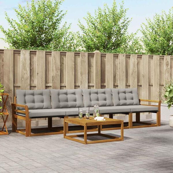 vidaXL Conjunto de sof&aacute;s de exterior 5 pcs Gris Natural y Claro