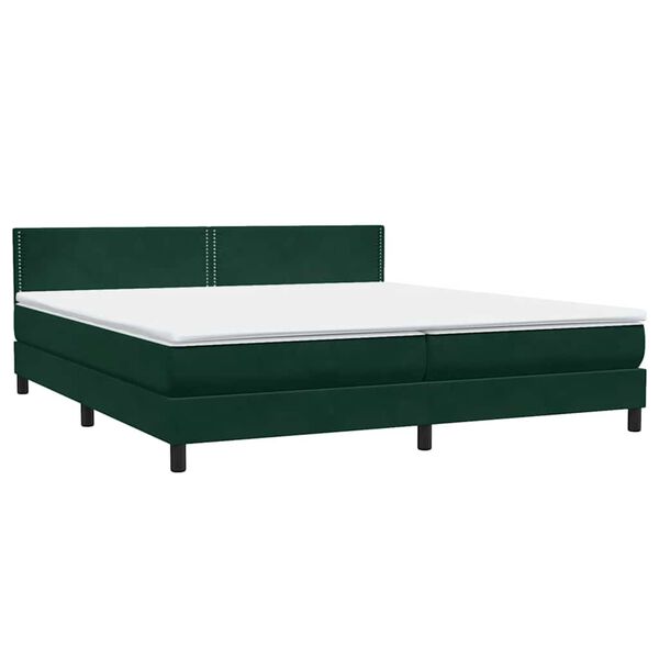 vidaXL Cama box spring con colch&oacute;n terciopelo verde oscuro 200x210 cm
