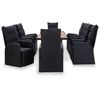 vidaXL Set comedor de jard&iacute;n 11 pzas rat&aacute;n sint&eacute;tico y madera negro