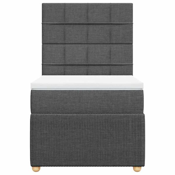vidaXL Cama box spring con colch&oacute;n tela gris oscuro 100x200 cm