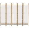 vidaXL Biombo plegable de 5 paneles bambú y lona 200 cm