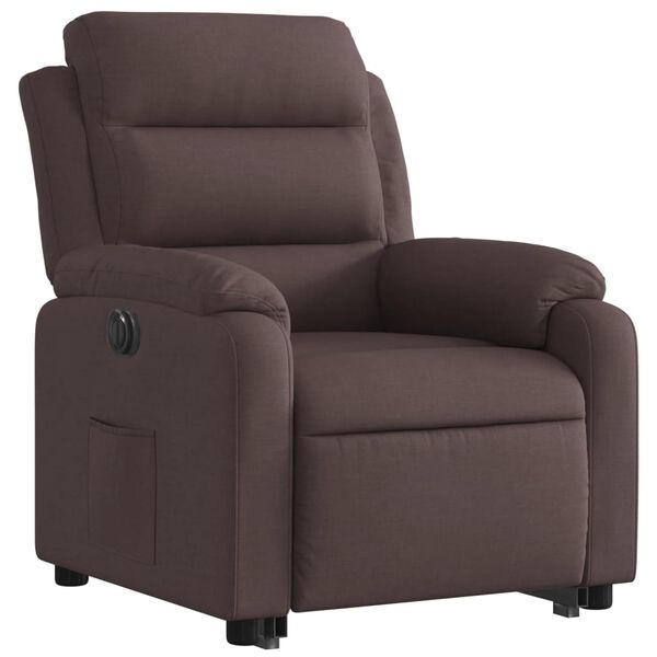 vidaXL Sill&oacute;n el&eacute;ctrico reclinable elevable de tela marr&oacute;n oscuro