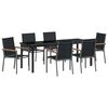 vidaXL Conjunto de Comedor de Jard&iacute;n 7 pcs Negro