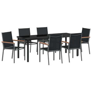 vidaXL Conjunto de Comedor de Jard&iacute;n 7 pcs Negro