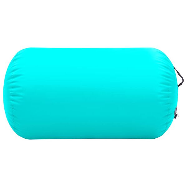 vidaXL Rollo hinchable de gimnasia con bomba PVC verde 100x60 cm