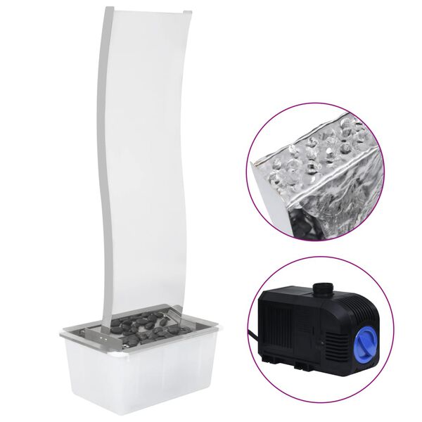 vidaXL Fuente de jardín curvada con bomba acero inoxidable 130 cm