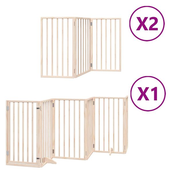 vidaXL Puerta para perros plegable 12 paneles madera de &aacute;lamo 600 cm
