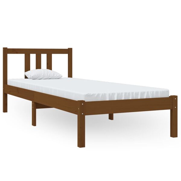 vidaXL Estructura cama sin colch&oacute;n madera maciza marr&oacute;n miel 75x190 cm