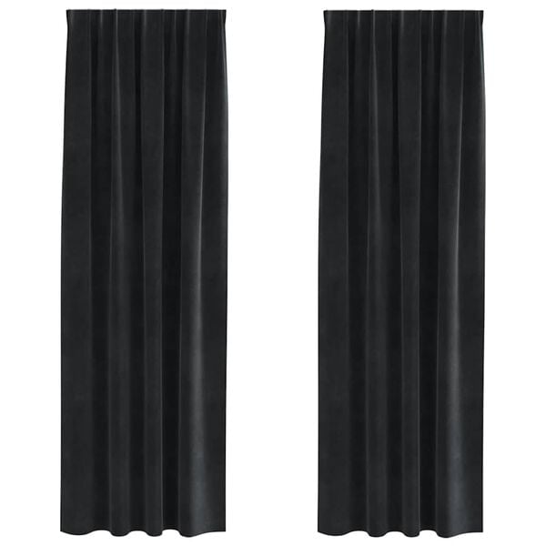 vidaXL Cortinas opacas 2 pcs Negro 140 x 260 cm Terciopelo