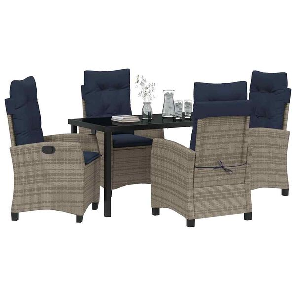 vidaXL Conjunto de Comedor de Jard&iacute;n 5 pcs Gris rat&aacute;n sint&eacute;tico