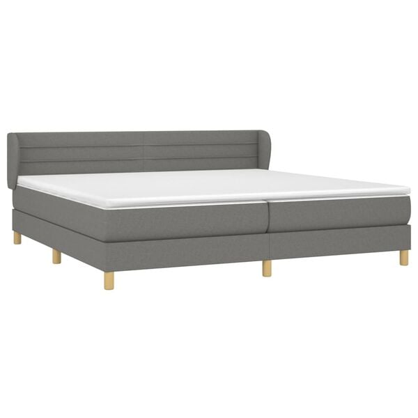 vidaXL Cama box spring con colch&oacute;n tela gris oscuro 200x200 cm