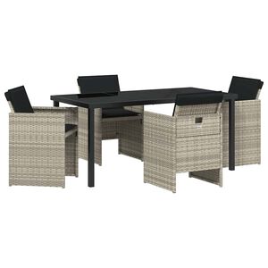 vidaXL Conjunto de Comedor de Jard&iacute;n 5 pcs Gris Claro rat&aacute;n sint&eacute;tico