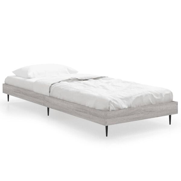 vidaXL Estructura de cama madera de ingenier&iacute;a gris Sonoma 75x190 cm