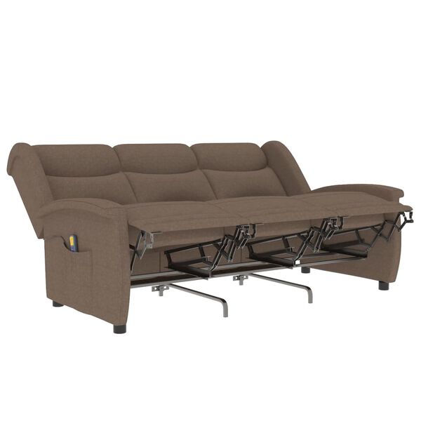 vidaXL Sill&oacute;n reclinable de masaje de 3 plazas tela taupe