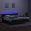 vidaXL Cama box spring colch&oacute;n y luces LED tela negro 200x200 cm