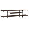 vidaXL Mueble TV hierro madera contrachapada roble marrón 161x35x45 cm
