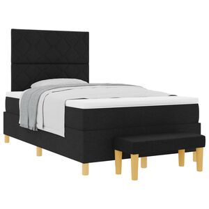 vidaXL Cama tipo Box Spring con colch&oacute;n Negro 120 x 190 cm tela