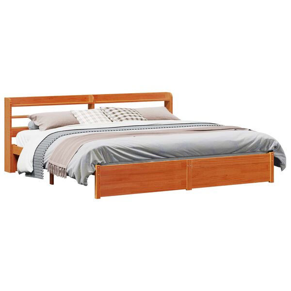 vidaXL Estructura de cama con cabecera Marr&oacute;n cera 200 x 200 cm