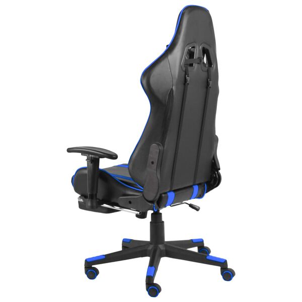 vidaXL Silla gaming giratoria con reposapi&eacute;s PVC azul