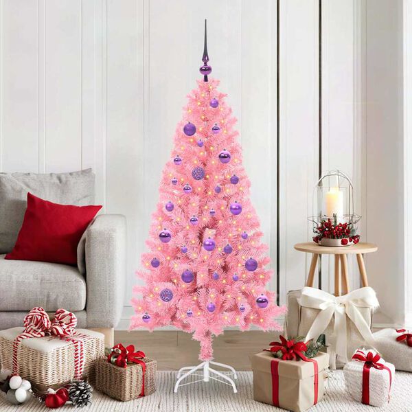 vidaXL &Aacute;rbol de Navidad con 150 LED con soporte Rosa 150 cm PVC