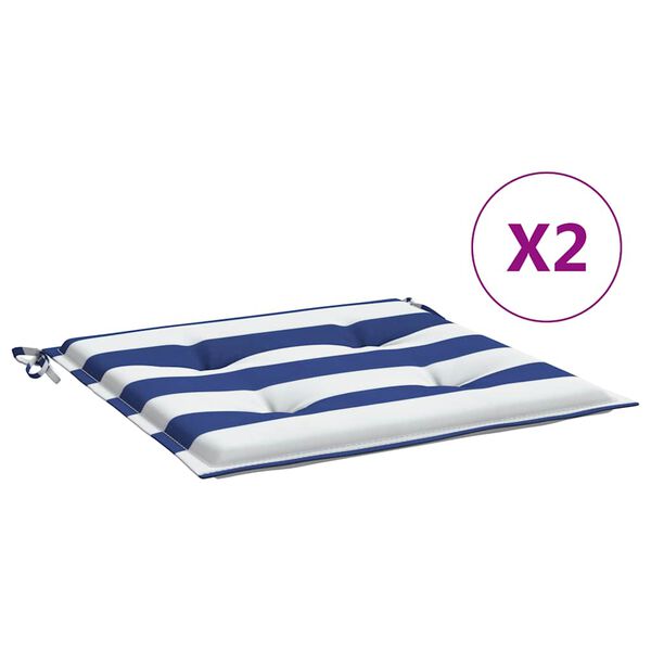 vidaXL Cojines silla jard&iacute;n 2 uds tela a rayas azul y blanco 40x40x4cm