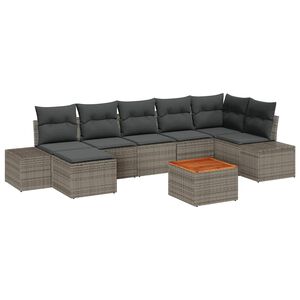 vidaXL Conjunto de sof&aacute; de jard&iacute;n 8 pcs Gris