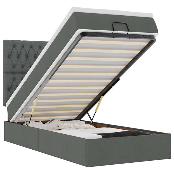 vidaXL Estructura cama otomana colch&oacute;n tela gris oscuro