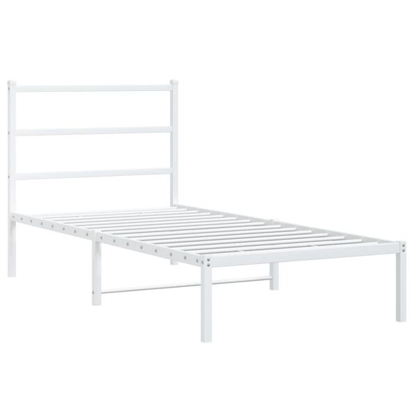 vidaXL Estructura cama sin colch&oacute;n con cabecero metal blanco 90x190 cm