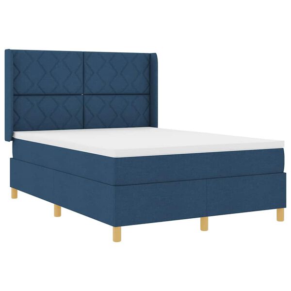 vidaXL Cama tipo Box Spring con colch&oacute;n Azul 160 x 200 cm tela