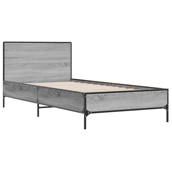 vidaXL Estructura cama madera ingenier&iacute;a metal gris Sonoma 100x200 cm
