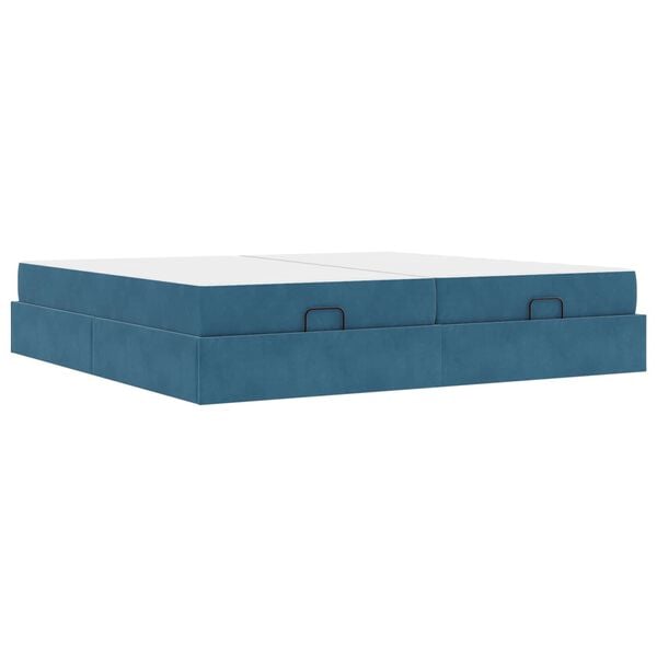 vidaXL Estructura de cama con colch&oacute;n 2 pcs Azul Terciopelo