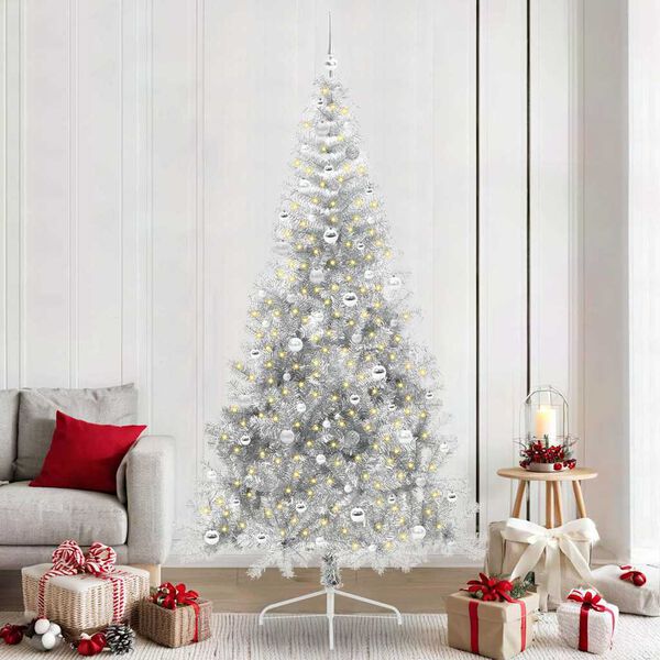 vidaXL &Aacute;rbol de Navidad Artificial Preiluminado Plateado 240 cm PET