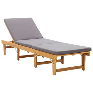 vidaXL Tumbona plegable con coj&iacute;n madera maciza de acacia
