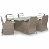 vidaXL Juego de comedor para jard&iacute;n 7 piezas rat&aacute;n sint&eacute;tico marr&oacute;n