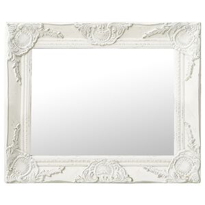 vidaXL Espejo de pared estilo barroco blanco 50x40 cm