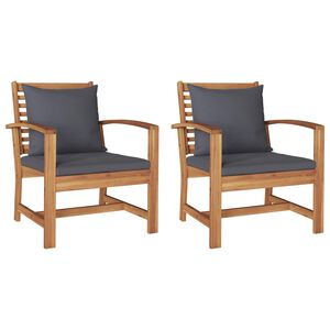 vidaXL Silla con coj&iacute;n 2 Pieza Marr&oacute;n y gris oscuro 65 x 60 x 76,5 cm