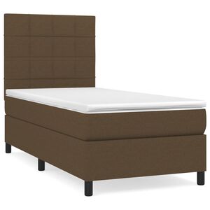 vidaXL Cama box spring con colch&oacute;n tela marr&oacute;n oscuro 90x190 cm