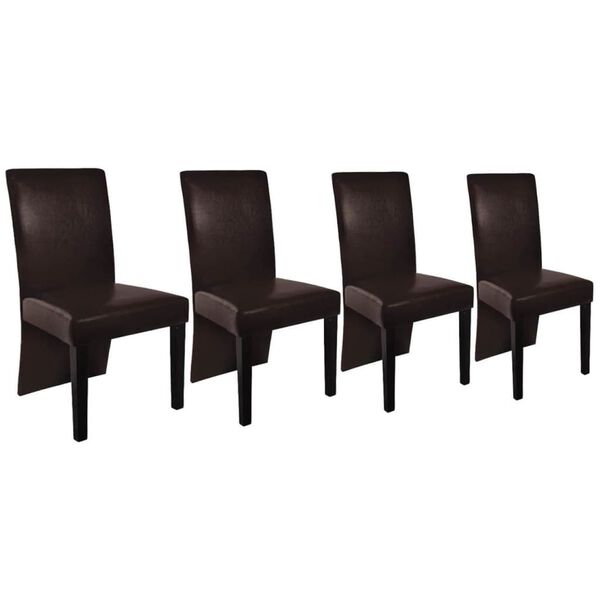 vidaXL Sillas de comedor 4 unidades cuero sint&eacute;tico marr&oacute;n oscuro