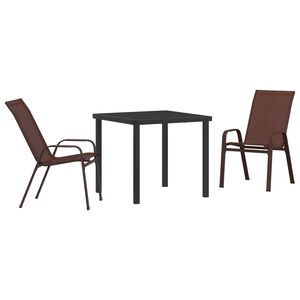 vidaXL Conjunto de Comedor de Jard&iacute;n 3 pcs Marr&oacute;n y Negro