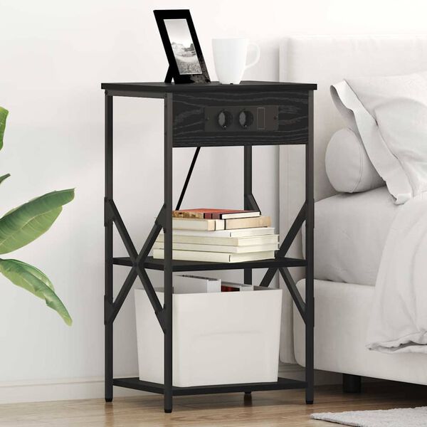 vidaXL Armario de Noche con estante Roble Negro 41 x 31 x 76 cm