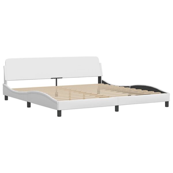 vidaXL Cama Viana con colch&oacute;n cuero sint&eacute;tico blanco 200x200 cm